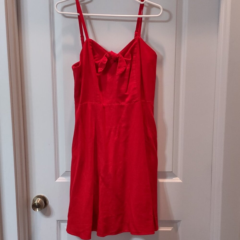 Red linen cami fit and flare dress, NWT, sz L